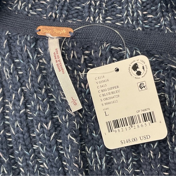 Free People Blossom Knit Cardigan in Big Dipper Blue - Large - NWT - Picture 3 of 5